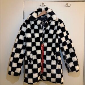 Current Mood Black and White Checkered Puffer Jacket